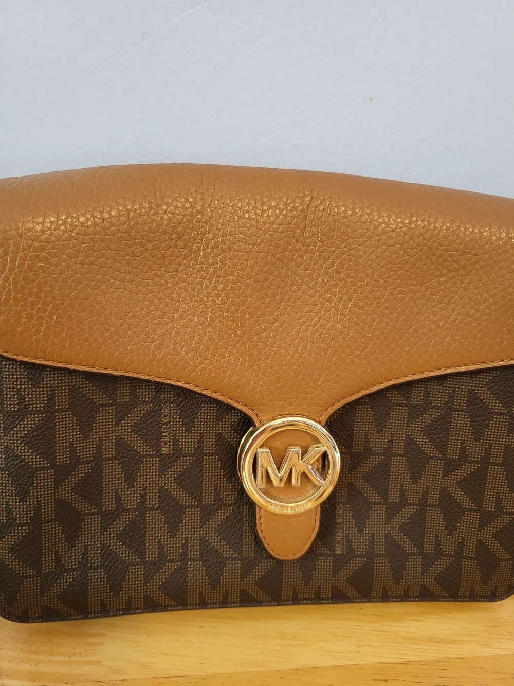 Michael Kors Brown Logo Crossbody Bag with Tan Flap